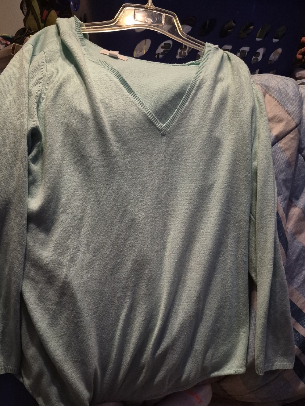 New York & Company Mint V-Neck Knit Top